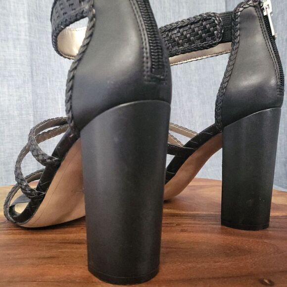 SAM EDELMAN Yordana Sandal Block Heel Braided Ankle Strap Black Women’s Size 9M - Picture 13 of 16